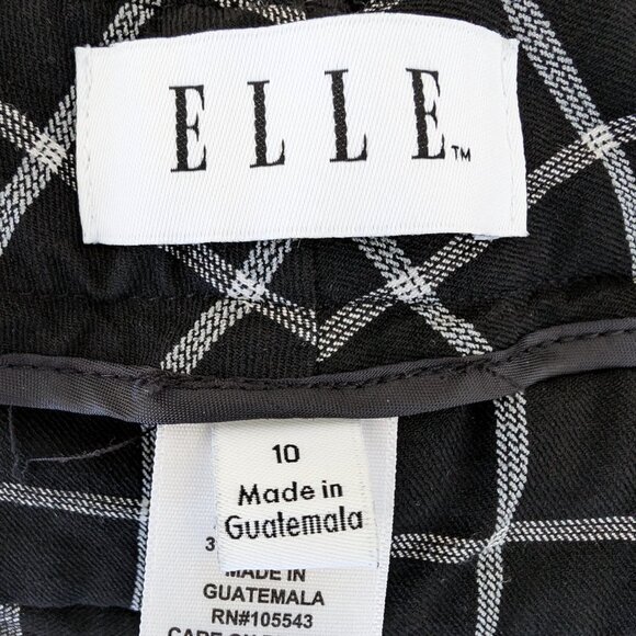 ELLE Black & White Windowpane Plaid Slim Ankle Pants Size 10 - Picture 3 of 5